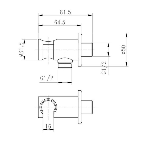 Подключение с держателем для шланга Qtap Spojeni округлое QTCRMBH030 Chrome SD00035718 фото