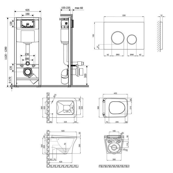 Набір Qtap-інсталяція 4 в 1 з панеллю змиву Nest (QT0133M425 + QT0111M11112CRM) + унітаз із сидінням Gemini SD00048807 фото