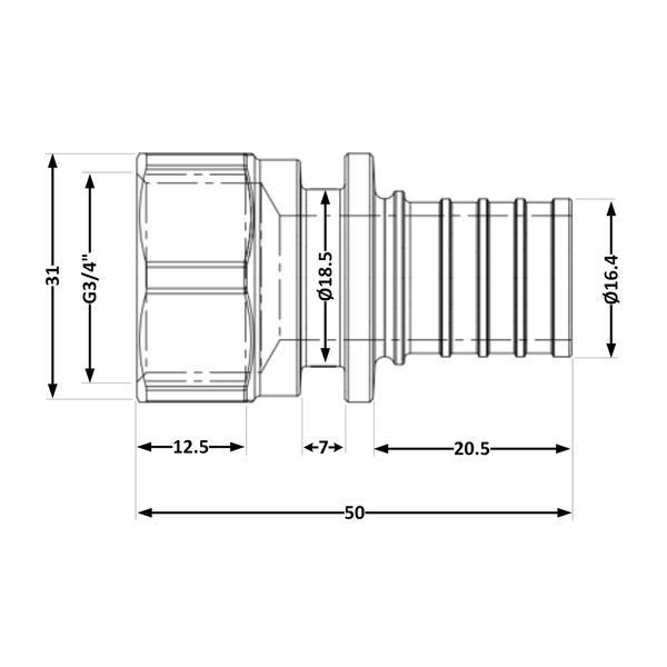 Переходних под натяжную гильзу Icma №1033&nbsp;d20х2,8-3/4"В 851033AEGW05 SD00053868 фото