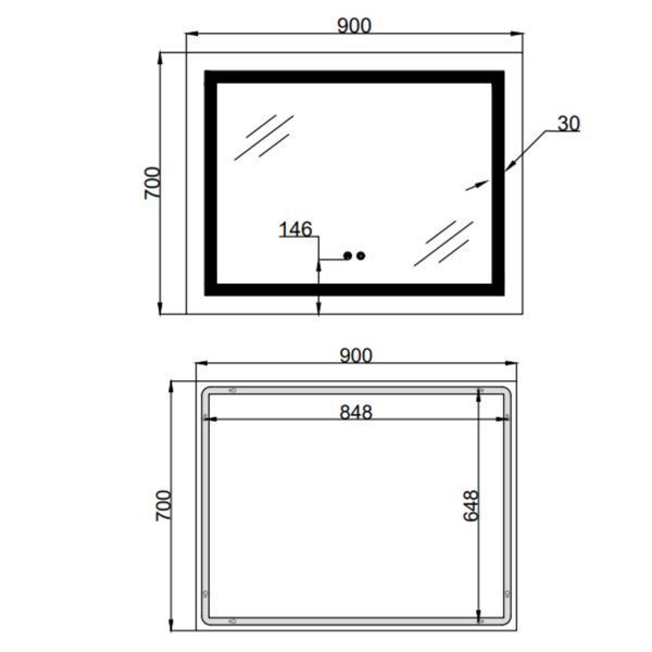 Зеркало Lidz Kubis (KU1) 900х700 с LED-подсветкой Touch, с антизапотеванием, с диммером, рег. яркости LD78LF904907048451 SD00054575 фото