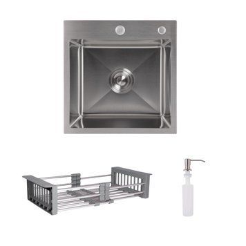 Акционный набор Lidz: мойка Handmade H4545 Decor 2,5/0,5 мм + K01G Корзина для кухонной мойки SD00057081 фото