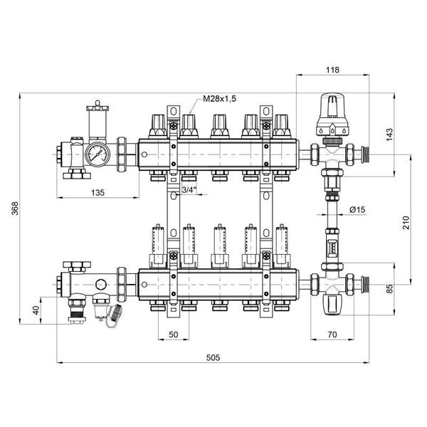 Колекторна група Icma 1" 5 виходів, з витратою NoK0111 SD00005140 фото