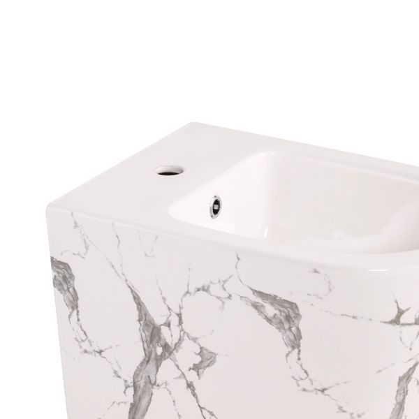 Комплект Qtap Robin Marble 3 в 1: підвісний унітаз Ultra Quiet + біде підвісне + раковина накладна QTROBMR49160 SD00055284 фото