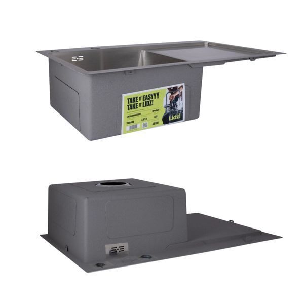 Акционный набор Lidz: мойка H7849R интегрированная крыло справа Brushed Steel 3,0/1,0 мм + Смеситель Aria для кухни с гибким изливом (k35) Grey SD00057374 фото