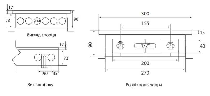 Внутрішній конвектор Fancoil з природною конвекцією FC 90 (+1) 300 881026530 фото