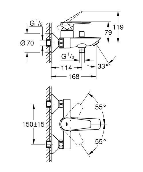 Змішувач для ванни Grohe BauEdge New (23605001) 23605001 фото