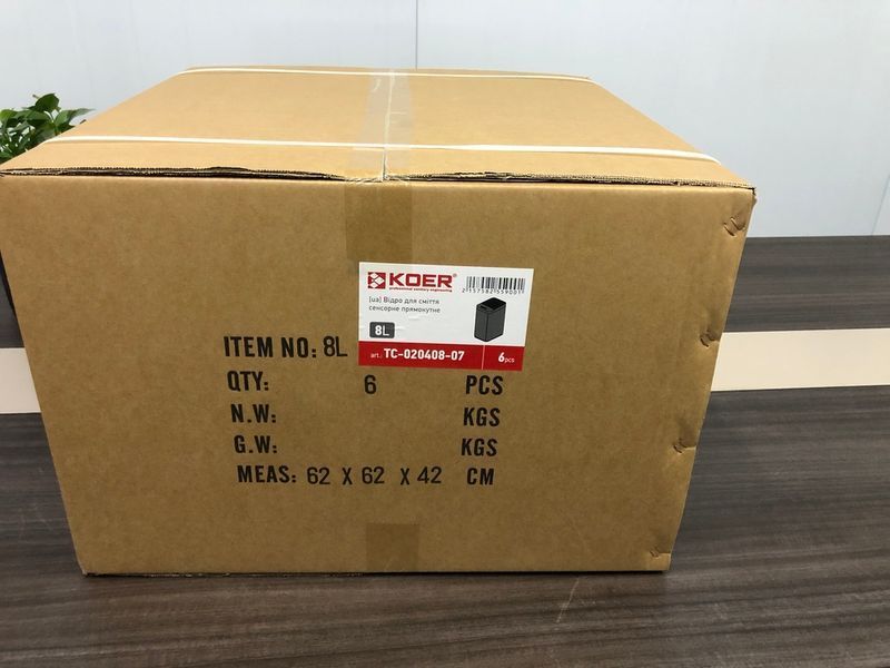 Мусорное ведро сенсорное прямоугольное Koer TC-020408-07 8 л цвет графит (KR5590) KR5590 фото