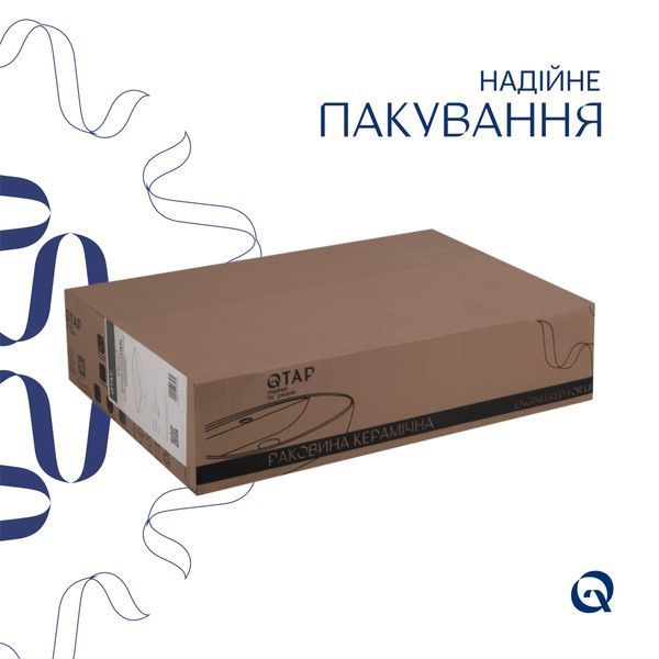 Комплект Qtap Virgo: Раковина накладна прамокутна 490х350х110 мм White + Донний клапан PU02 SD00053429 фото
