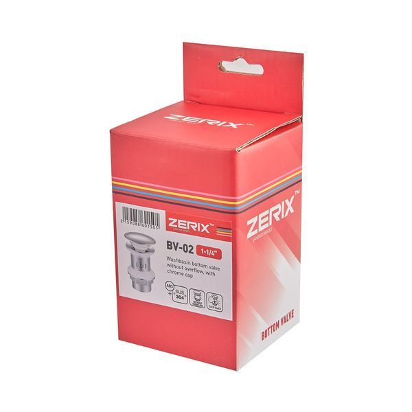 Донный клапан для раковины Zerix BV-02 1 1/4'' без перелива автоматический СLICK-СLACK (Цвет хром) (ZX6015) ZX6015 фото