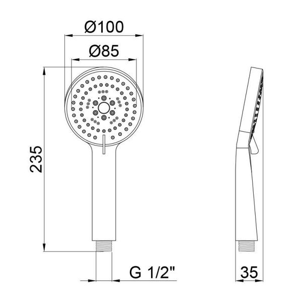 Лійка для ручного душу Qtap Rucni 100 мм округла QTRUCA100O5PCW Chrome SD00043094 фото