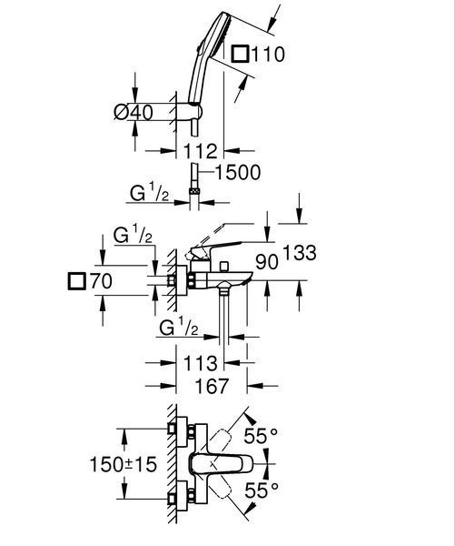 Одноважільний змішувач для ванни Grohe Cubeo (1018140000) 1018140000 фото