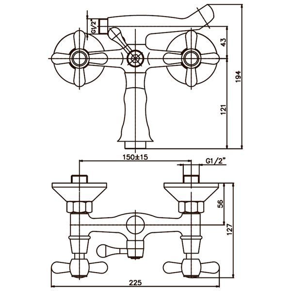 Смеситель для ванны Haiba Dominox 142 матовый (HB0066) HB0066 фото