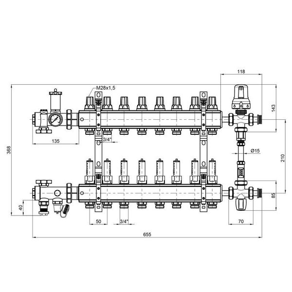 Колекторна група Icma 1" 8 виходів, з витратою NoK0111 SD00005143 фото