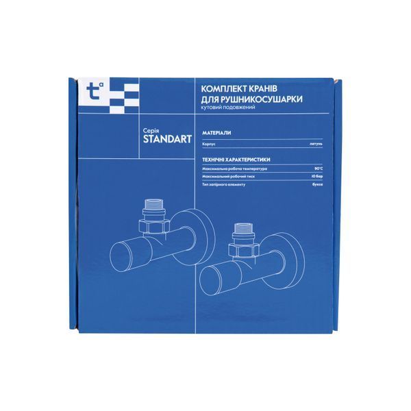 Комплект кранів Thermo Alliance Standart 1/2" З для рушникосушарки кутовий білий SF395W15W SD00053595 фото