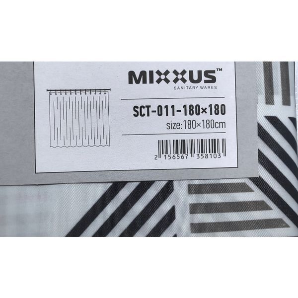 Шторка для ванной Mixxus SCT-011-180x180 из полиэстера (Узор "Ромбы" серо-белый) (AC3581) AC3581 фото