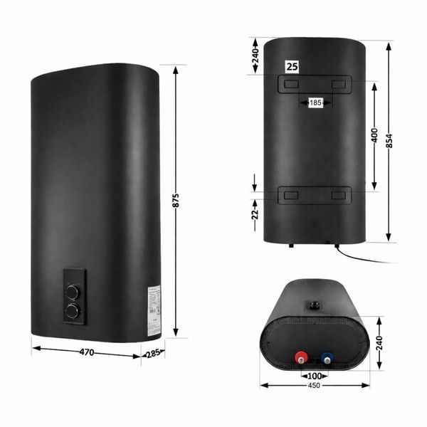 Водонагреватель электрический Thermo Alliance 50 л Black, плоский вертикальный, мокрый ТЭН 2 кВт (0,8+1,2) DT50V20G(PD)/2В SD00054752 фото