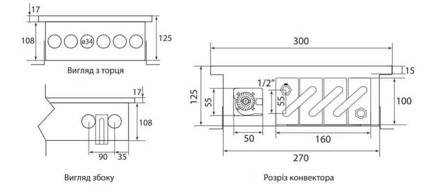 Внутрішній конвектор Fancoil з примусовою конвекцією FCF 125 (+3) 300 1428601977 фото