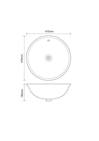 Раковина врезная на столешницу MIXXUS PREMIUM TOPPER-1601 470х470х180mm с переливом (MP6571) MP6571 фото