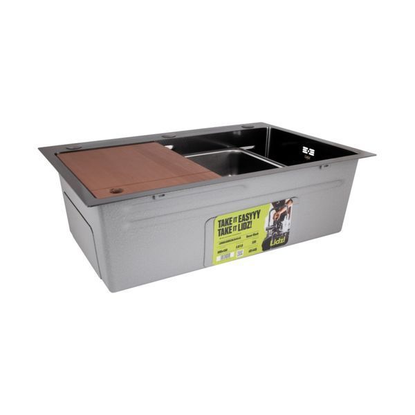 Акционный набор Lidz: мойка H6845 D&eacute;cor Blaсk 3,0/1,0 мм + Смеситель Aria для кухни с гибким изливом (k35) Black SD00057364 фото