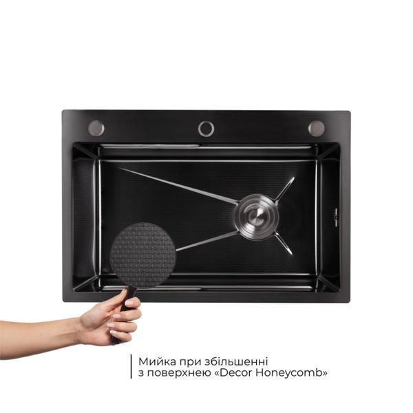 Акционный набор Lidz: мойка H6845 D&eacute;cor Blaсk 3,0/1,0 мм + Смеситель Aria для кухни с гибким изливом (k35) Black SD00057364 фото