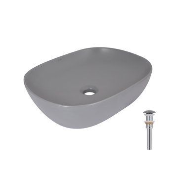 Раковина накладная Qtap Aquarius 470x380x120 мм, Stone grey, прямоугольная, с донным клапаном QTAQA188SG49780 SD00055904 фото