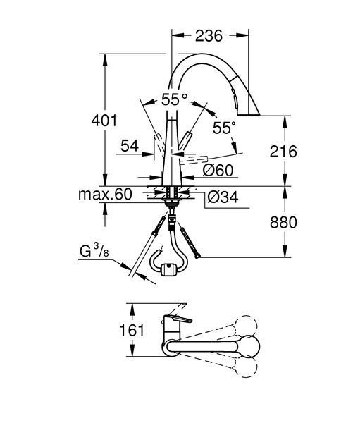 Смеситель для кухни с выдвижным изливом Grohe Zedra (32294002) 32294002 фото