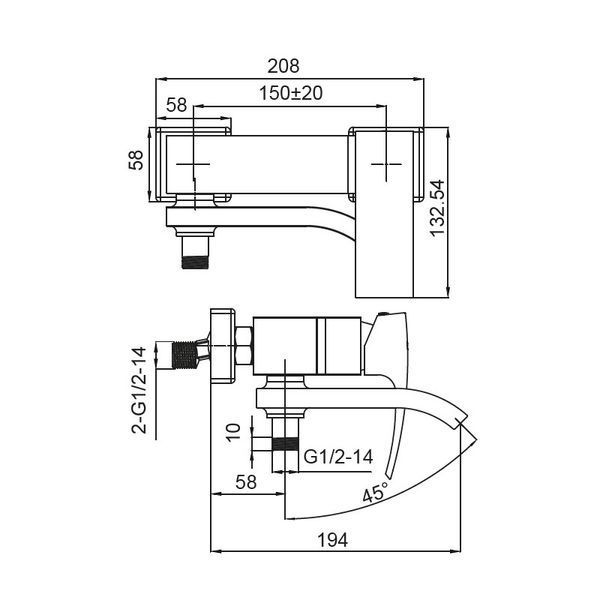 Смеситель для ванны с коротким изливом Koer KB-41007-01 (Цвет хром) (KR3454) KR3454 фото