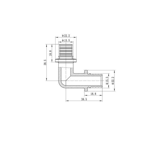 Кутник рівнопрохідний 90 Koer KA.L16 - 16(2.2mm) x 16(2.2mm) (KR4871) KR4871 фото