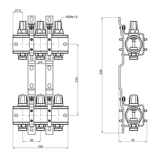 Колектор Icma 1" 3 виходи, без витратиоміра NoK005 SD00005220 фото