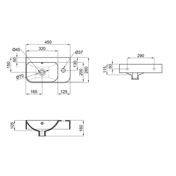 Раковина Qtap Tern 450х260х155 White QT17115117RW SD00052903 фото