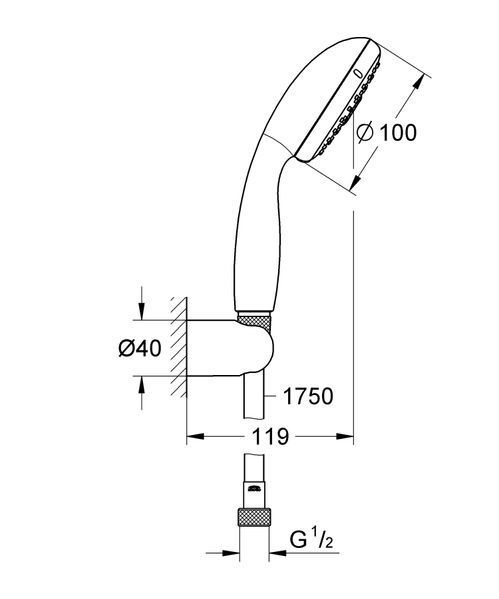 Душевой набор с держателем, 3 режима струи Grohe New Tempesta Classic (27849001) 27849001 фото