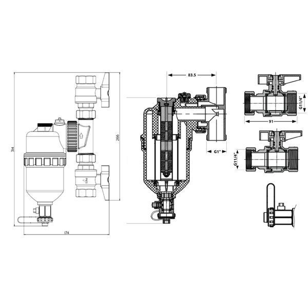 Фильтр-дешламатор Thermo Alliance Forte 1&nbsp;1/4", поворотный (магнитный шламоуловитель) TAF400G32 SD00054560 фото