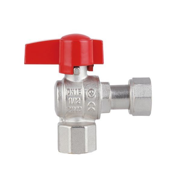 Кран шаровой Thermo Alliance Standart 1/2"ВВ угловой, PN40, с накидной гайкой TAS223W15 SD00054689 фото