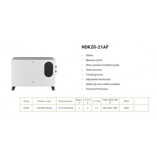 Конвектор електирчний NDK20-21AF 000004025 фото