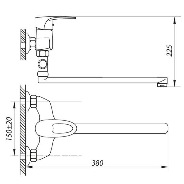 Змішувач для ванни Zerix EDL 180 (ZX0030) ZX0030 фото