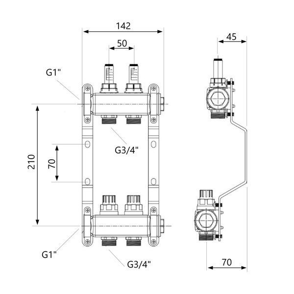 Коллектор с расходомерами Thermo Alliance Standart 1" 2 выхода SD0042 SD00041501 фото