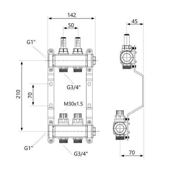 Коллектор с расходомерами Thermo Alliance Standart 1" 2 выхода SD0042 SD00041501 фото