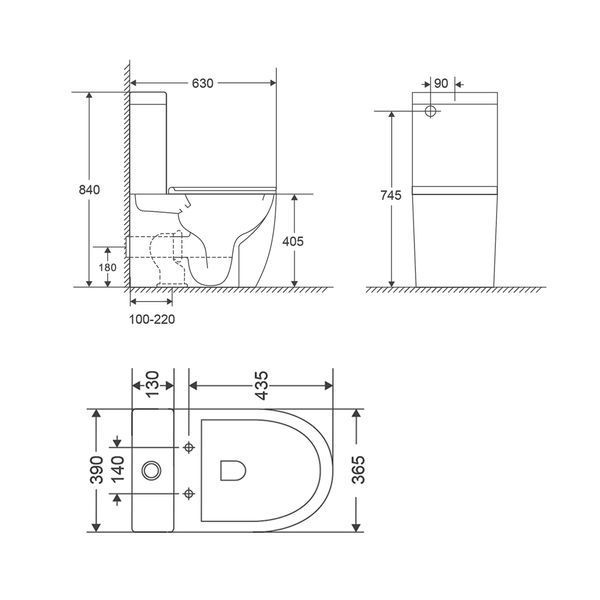 Бачок для унитаза-компакта Mixxus Premium Ellipse-0401-T1 Tank 630х390х840 со сливной арматурой (MI8317) MI8317 фото