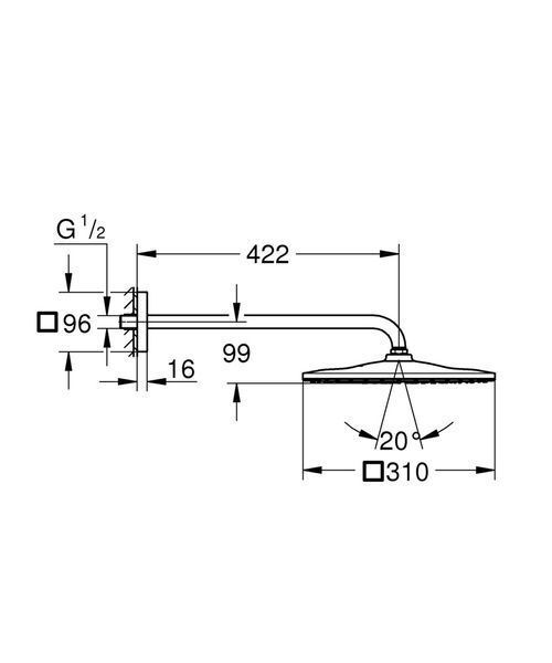 Верхній душ з настінним кронштейном Grohe Rainshower Mono (26563000) 26563000 фото