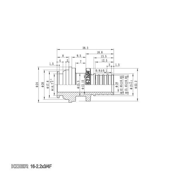Переходник под евроконус с накидной гайкой Koer KA.A08F-16E - 16(2.2mm) x 3/4"F (KR4869) KR4869 фото