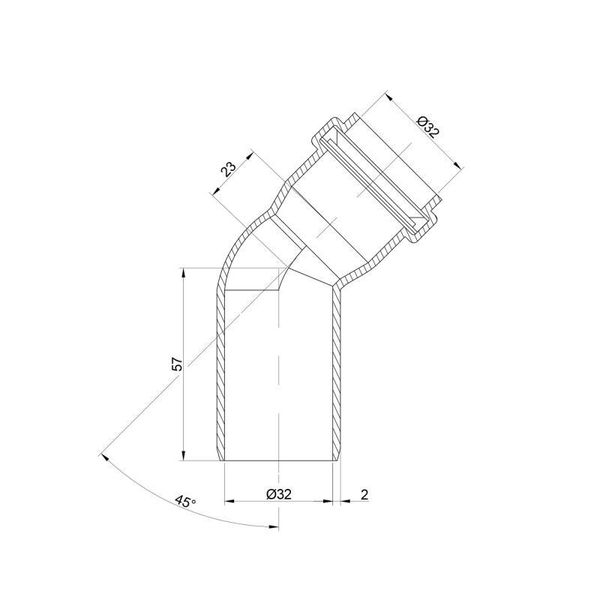 Коліно PPR каналізаційне TA Sewage 32, 45° SD00034571 фото