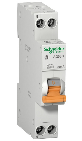 Диференціальний автомат Schneider Electric АД63К (1P+N, 25A, 30mА, C) 8066/11980 фото