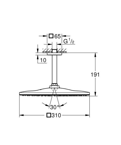 Верхній душ з стельовим кронштейном Grohe Rainshower Mono (26566000) 26566000 фото