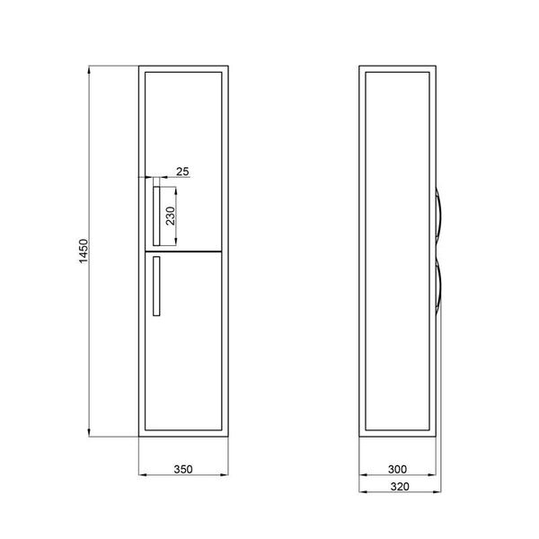 Пенал підвісний Qtap Taurus 350х1450х300 Whitish oak QT2476PP1451RWO SD00046937 фото