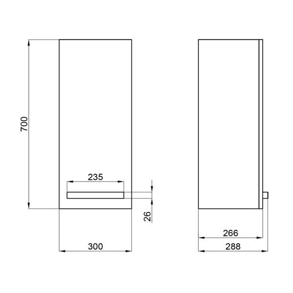 Напівпенал підвісний Qtap Taurus 300х700х300 Whitish oak QT24761PP700WO SD00046939 фото