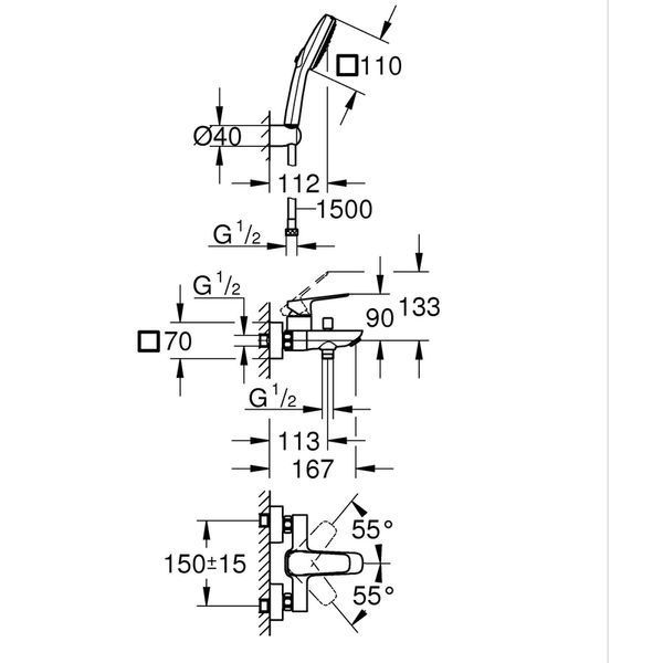Однорычажный смеситель для ванны Grohe Cubeo (1018142430) 1018142430 фото