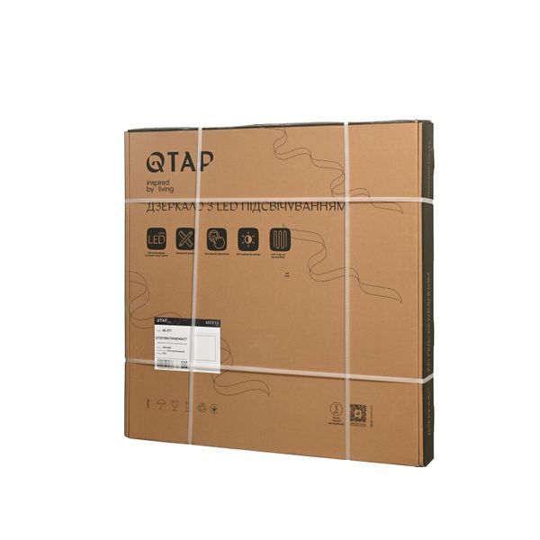 Зеркало Qtap Mideya (MI1) 800x800 с LED-подсветкой Touch, с антизапотеванием, диммером, рег. яркости QT2078NCF808048477 SD00054601 фото