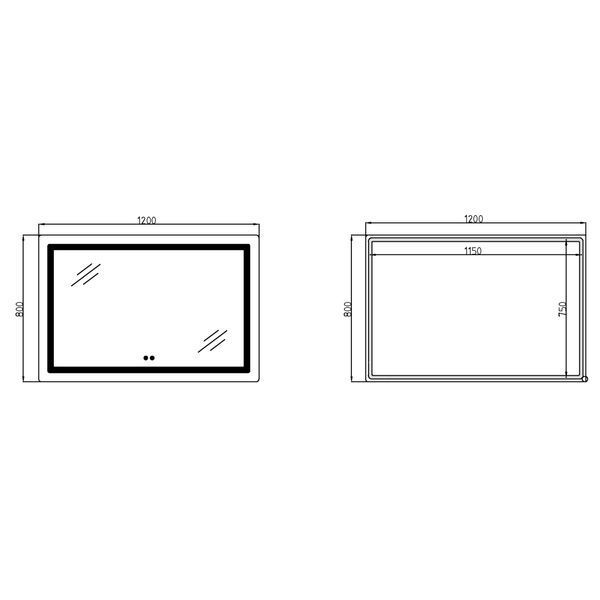 Зеркало Lidz Kubis (KU2) 1200х800 с LED-подсветкой Touch, с антизапотеванием, с диммером, рег. яркости LDKUB120080049007 SD00055131 фото
