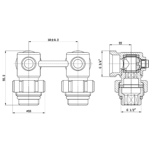 Кран шаровой SD Forte 3/4"х1/2" для радиатора нижний угловой SF250W15 SD00021147 фото