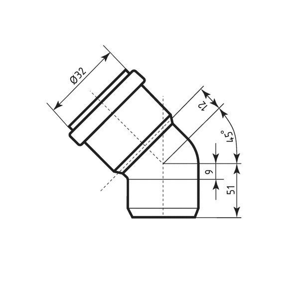 Колено канализационное Ostendorf-OSMA HT-System PLUS d32&times;45&deg; SD00057094 фото